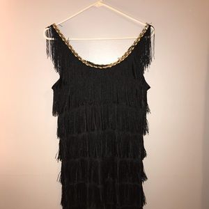 Black Fringe Flapper Dress